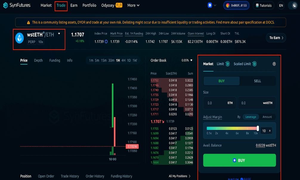 Giao dịch trên SynFutures