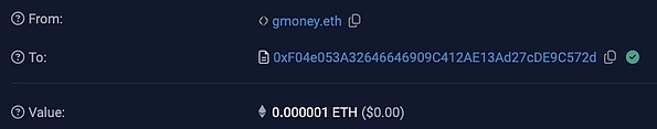 Gmoney lại vô tình đặt giá thầu ở mức 0.000001 ETH 