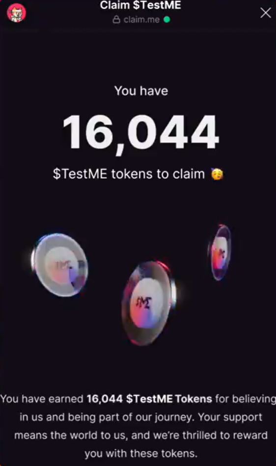 Magic Eden cho phép người dùng claim token TestME